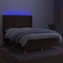 Cama box spring colchón luces LED tela marrón oscuro 140x190 cm de vidaXL, Camas y somieres - Ref: Foro24-3138952, Precio: 51...