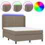 Cama box spring colchón y luces LED tela gris taupe 140x200 cm de vidaXL, Camas y somieres - Ref: Foro24-3138241, Precio: 525...