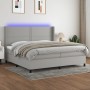 Cama box spring con colchón tela y LED gris claro 200x200 cm de vidaXL, Camas y somieres - Ref: Foro24-3138261, Precio: 689,6...