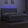 Cama box spring con colchón tela y LED gris claro 200x200 cm de vidaXL, Camas y somieres - Ref: Foro24-3138261, Precio: 689,6...