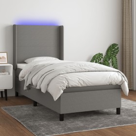Cama box spring colchón y luces LED tela gris oscuro 90x200 cm de vidaXL, Camas y somieres - Ref: Foro24-3138126, Precio: 388...