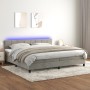 Cama box spring colchón y LED terciopelo gris claro 200x200 cm de vidaXL, Camas y somieres - Ref: Foro24-3134423, Precio: 536...