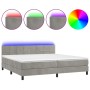 Cama box spring colchón y LED terciopelo gris claro 200x200 cm de vidaXL, Camas y somieres - Ref: Foro24-3134423, Precio: 536...