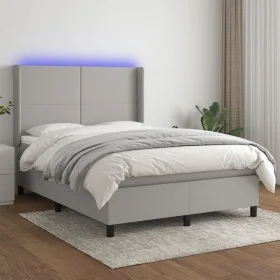 Cama box spring colchón y luces LED tela gris claro 140x200 cm de vidaXL, Camas y somieres - Ref: Foro24-3138157, Precio: 492...