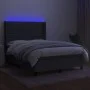 Box spring bed mattress and LED lights dark gray fabric 140x200 cm by vidaXL, Beds and slatted bases - Ref: Foro24-3138398, P...