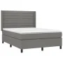 Box spring bed mattress and LED lights dark gray fabric 140x200 cm by vidaXL, Beds and slatted bases - Ref: Foro24-3138398, P...
