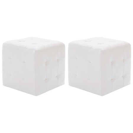 Puf 2 unidades cuero sintético blanco 30x30x30 cm de vidaXL, Otomanas - Ref: Foro24-278389, Precio: 74,26 €, Descuento: %