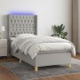 Cama box spring colchón y luces LED tela gris claro 100x200 cm de vidaXL, Camas y somieres - Ref: Foro24-3139093, Precio: 360...
