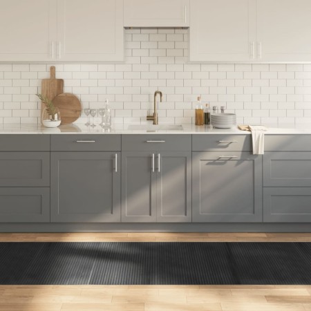 Alfombra rectangular bambú gris 80x400 cm en Alfombras | Comprar online en Foru.es