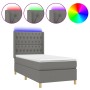 Cama box spring colchón y luces LED tela gris oscuro 90x190 cm de vidaXL, Camas y somieres - Ref: Foro24-3139078, Precio: 353...