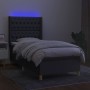 Cama box spring colchón y luces LED tela gris oscuro 90x190 cm de vidaXL, Camas y somieres - Ref: Foro24-3139078, Precio: 353...