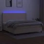 Box spring bed mattress and LED lights cream fabric 200x200 cm by vidaXL, Beds and slatted bases - Ref: Foro24-3138186, Price...