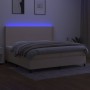 Cama box spring colchón y luces LED tela crema 200x200 cm de vidaXL, Camas y somieres - Ref: Foro24-3138186, Precio: 632,50 €...
