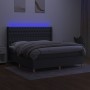 Cama box spring colchón y luces LED tela gris oscuro 160x200 cm de vidaXL, Camas y somieres - Ref: Foro24-3139126, Precio: 60...