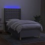Cama box spring colchón y luces LED tela gris claro 90x200 cm de vidaXL, Camas y somieres - Ref: Foro24-3139165, Precio: 358,...