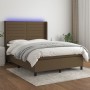 Cama box spring colchón luces LED tela marrón oscuro 140x190 cm de vidaXL, Camas y somieres - Ref: Foro24-3138392, Precio: 52...