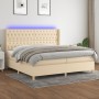 Cama box spring colchón y luces LED tela crema 200x200 cm de vidaXL, Camas y somieres - Ref: Foro24-3139146, Precio: 657,50 €...