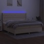 Cama box spring colchón y luces LED tela crema 200x200 cm de vidaXL, Camas y somieres - Ref: Foro24-3139146, Precio: 657,50 €...