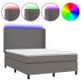 Cama box spring colchón y LED cuero sintético gris 140x200 cm de vidaXL, Camas y somieres - Ref: Foro24-3139269, Precio: 510,...