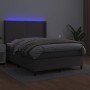 Cama box spring colchón y LED cuero sintético gris 140x200 cm de vidaXL, Camas y somieres - Ref: Foro24-3139269, Precio: 510,...