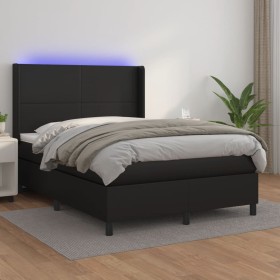 Cama box spring colchón y LED cuero sintético negro 140x190 cm de vidaXL, Camas y somieres - Ref: Foro24-3139259, Precio: 528...