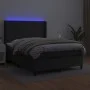 Box spring bed with mattress and LED black synthetic leather 140x190 cm by vidaXL, Beds and slatted bases - Ref: Foro24-31392...