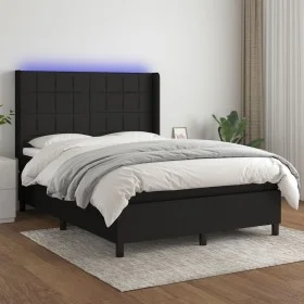 Cama box spring colchón y luces LED tela negro 140x190 cm de vidaXL, Camas y somieres - Ref: Foro24-3138311, Precio: 509,47 €...