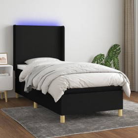 Cama box spring colchón y luces LED tela negro 100x200 cm de vidaXL, Camas y somieres - Ref: Foro24-3138695, Precio: 356,04 €...
