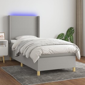 Cama box spring colchón y luces LED tela gris claro 90x200 cm de vidaXL, Camas y somieres - Ref: Foro24-3138685, Precio: 354,...