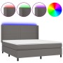 Cama box spring colchón y LED cuero sintético gris 180x200 cm de vidaXL, Camas y somieres - Ref: Foro24-3139281, Precio: 633,...