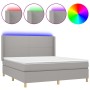 Cama box spring colchón y luces LED tela gris claro 180x200 cm de vidaXL, Camas y somieres - Ref: Foro24-3138733, Precio: 641...