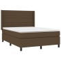 Cama box spring colchón luces LED tela marrón oscuro 140x200cm de vidaXL, Camas y somieres - Ref: Foro24-3138400, Precio: 523...