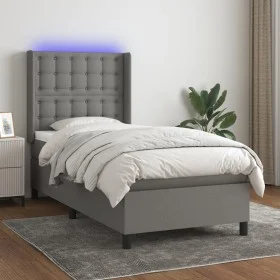 Cama box spring colchón y luces LED tela gris oscuro 90x190 cm de vidaXL, Camas y somieres - Ref: Foro24-3138598, Precio: 353...