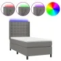 Box spring bed mattress and LED lights dark gray fabric 90x190 cm by vidaXL, Beds and slatted bases - Ref: Foro24-3138598, Pr...