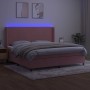 Cama box spring colchón y LED terciopelo rosa 200x200 cm de vidaXL, Camas y somieres - Ref: Foro24-3139468, Precio: 611,75 €,...