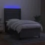 Box spring bed mattress and LED lights dark gray fabric 90x190 cm by vidaXL, Beds and slatted bases - Ref: Foro24-3138598, Pr...