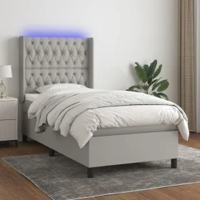 Cama box spring colchón y luces LED tela gris claro 90x200 cm de vidaXL, Camas y somieres - Ref: Foro24-3138525, Precio: 339,...