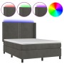 Cama box spring colchón y LED terciopelo gris oscuro 140x200 cm de vidaXL, Camas y somieres - Ref: Foro24-3139506, Precio: 47...