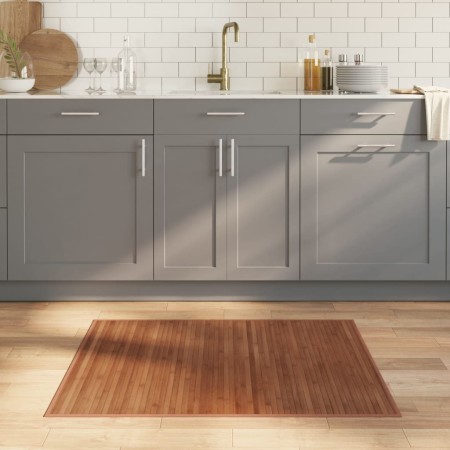 Alfombra rectangular bambú marrón 80x100 cm en Alfombras | Comprar online en Foru.es