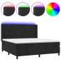 Cama box spring colchón y LED terciopelo negro 160x200 cm de vidaXL, Camas y somieres - Ref: Foro24-3139453, Precio: 593,71 €...