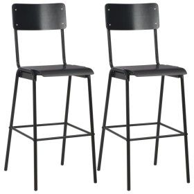 Taburetes de cocina 2 uds madera contrachapada y acero negro de vidaXL, Taburetes de cocina - Ref: Foro24-280081, Precio: 215...