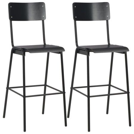 Taburetes de cocina 2 uds madera contrachapada y acero negro de vidaXL, Taburetes de cocina - Ref: Foro24-280081, Precio: 215...