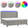 Cama box spring colchón y LED terciopelo gris claro 200x200 cm de vidaXL, Camas y somieres - Ref: Foro24-3139463, Precio: 605...