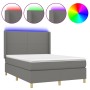 Cama box spring colchón y luces LED tela gris oscuro 140x190 cm de vidaXL, Camas y somieres - Ref: Foro24-3138710, Precio: 53...