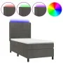 Box spring bed with mattress and LED dark gray velvet 100x200 cm by vidaXL, Beds and slatted bases - Ref: Foro24-3139488, Pri...