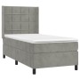 Cama box spring colchón y LED terciopelo gris claro 90x190 cm de vidaXL, Camas y somieres - Ref: Foro24-3139535, Precio: 320,...
