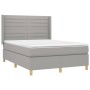 Cama box spring colchón y luces LED tela gris claro 140x200 cm de vidaXL, Camas y somieres - Ref: Foro24-3138957, Precio: 527...