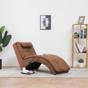 Diván de masaje con almohada de piel de ante artificial marrón de vidaXL, Divanes - Ref: Foro24-281349, Precio: 317,59 €, Des...