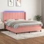 Cama box spring colchón y LED terciopelo rosa 180x200 cm de vidaXL, Camas y somieres - Ref: Foro24-3139582, Precio: 571,34 €,...