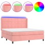 Cama box spring colchón y LED terciopelo rosa 180x200 cm de vidaXL, Camas y somieres - Ref: Foro24-3139582, Precio: 571,34 €,...